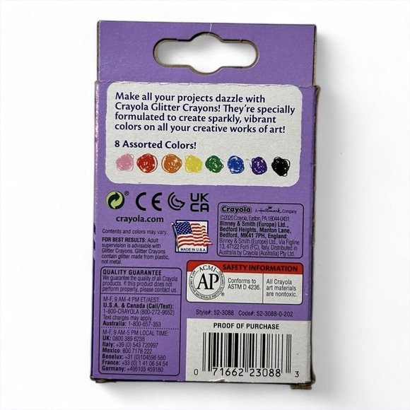 Crayola Glitter Crayons 8 Count Back to School Supplies Specialty Color Limited - Picture 2 of 3